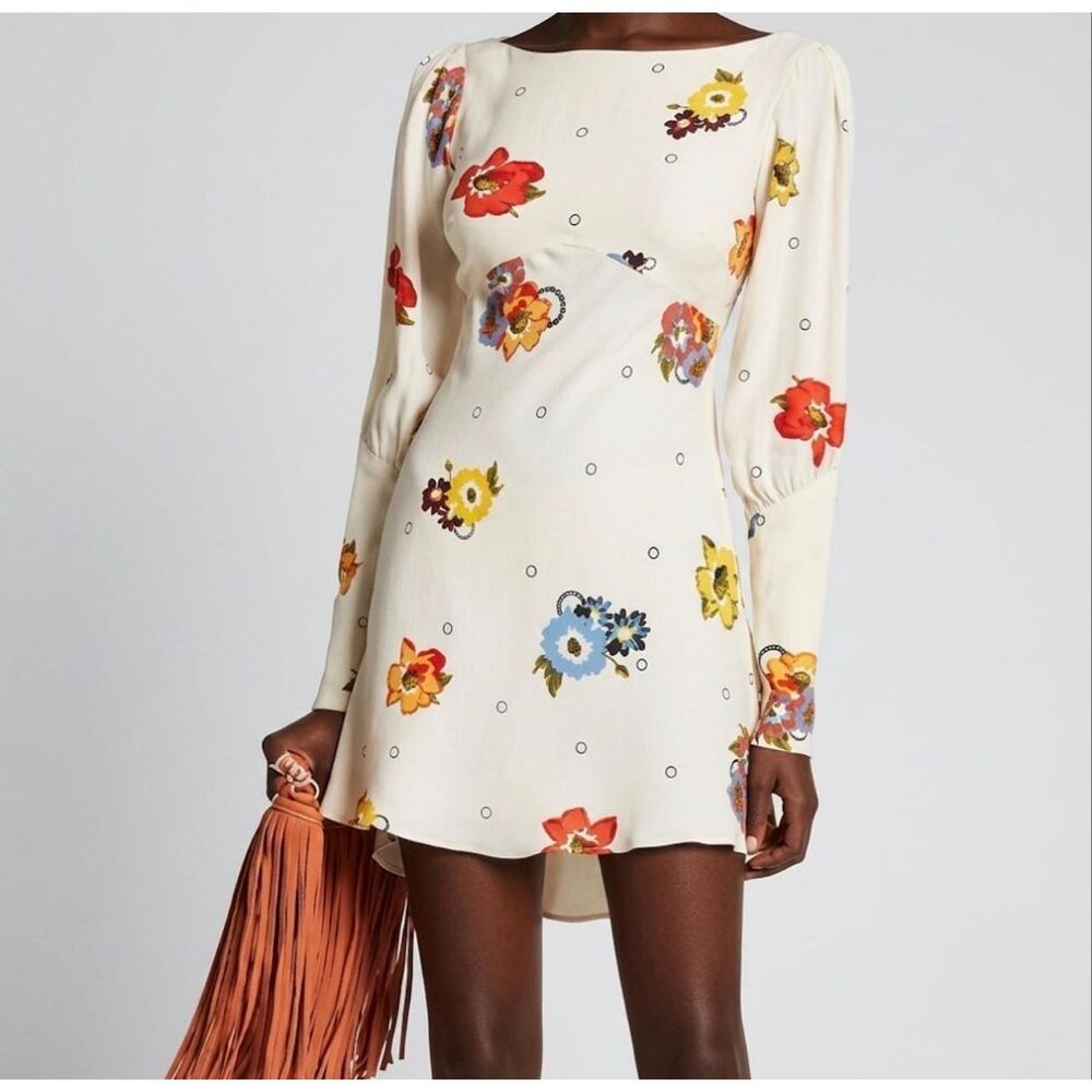 Free People Sunshadows Floral Boho Cottagecore Coquette Babydoll Mini Dress 8